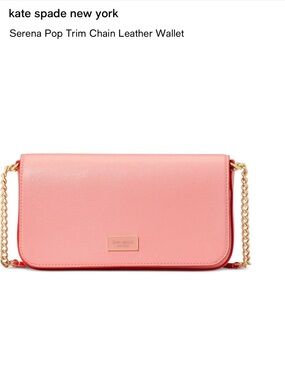 kate spade Coral Pink Saffiano Leather Chain Wallet